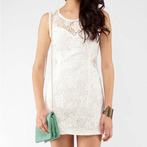 Tobi Moon Collection White Cutout Lace Mini Dress - Picture 1 of 10